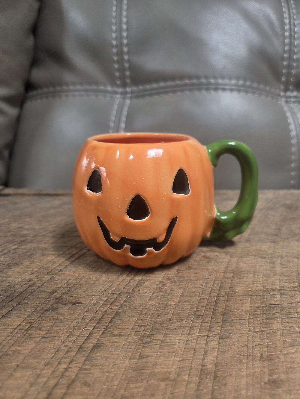Vintage 3D Ceramic Jack-O-Lantern Mug w/ Rare Burdines Price Sticker! Bin 1D